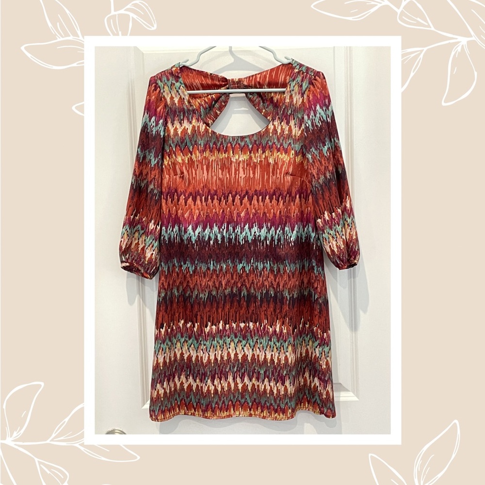 Lily Rose Zigzag Shift Tunic - Rust Multi
